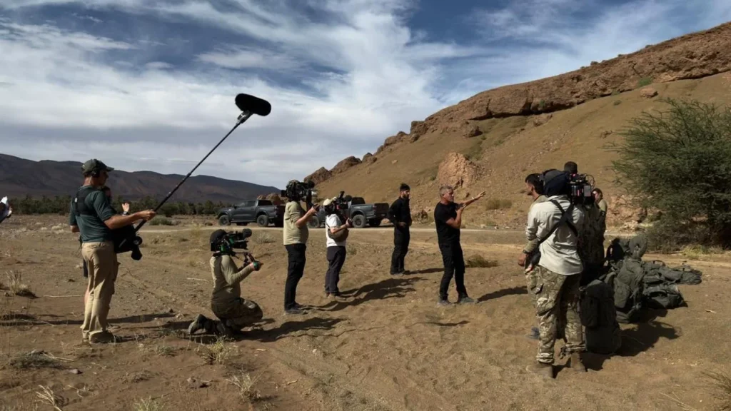 Rodando una escena en el desierto
